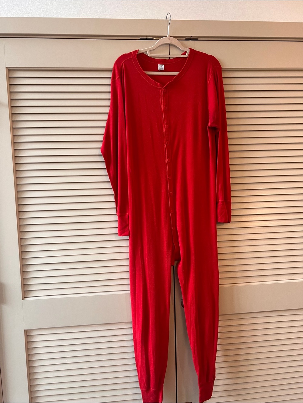 Vintage Morgan Mills Red Union Suit Long Handles Size L